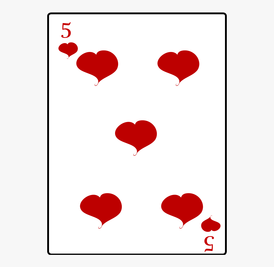 5 Of Hearts - Naipe 5 De Corazones, Transparent Clipart