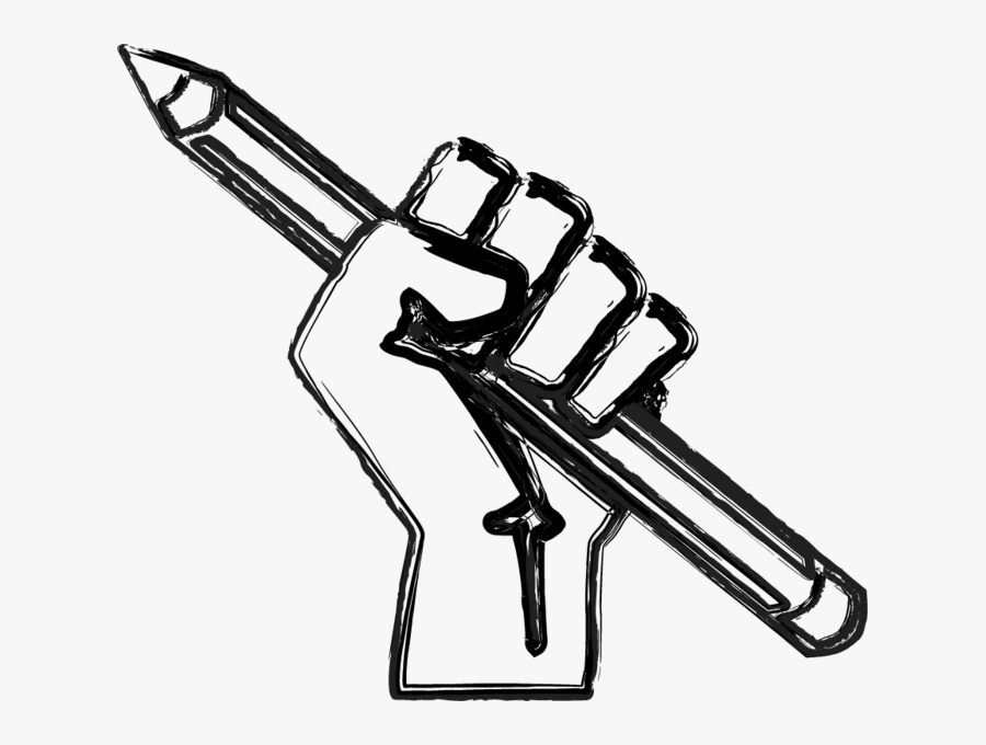 Transparent Pencil Png - Raised Fist With Pencil, Transparent Clipart
