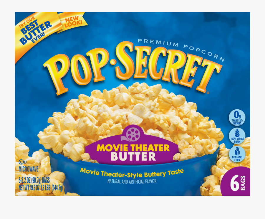 Clip Art Popcorn Walmart Com - Pop Secret Movie Theater Butter, Transparent Clipart
