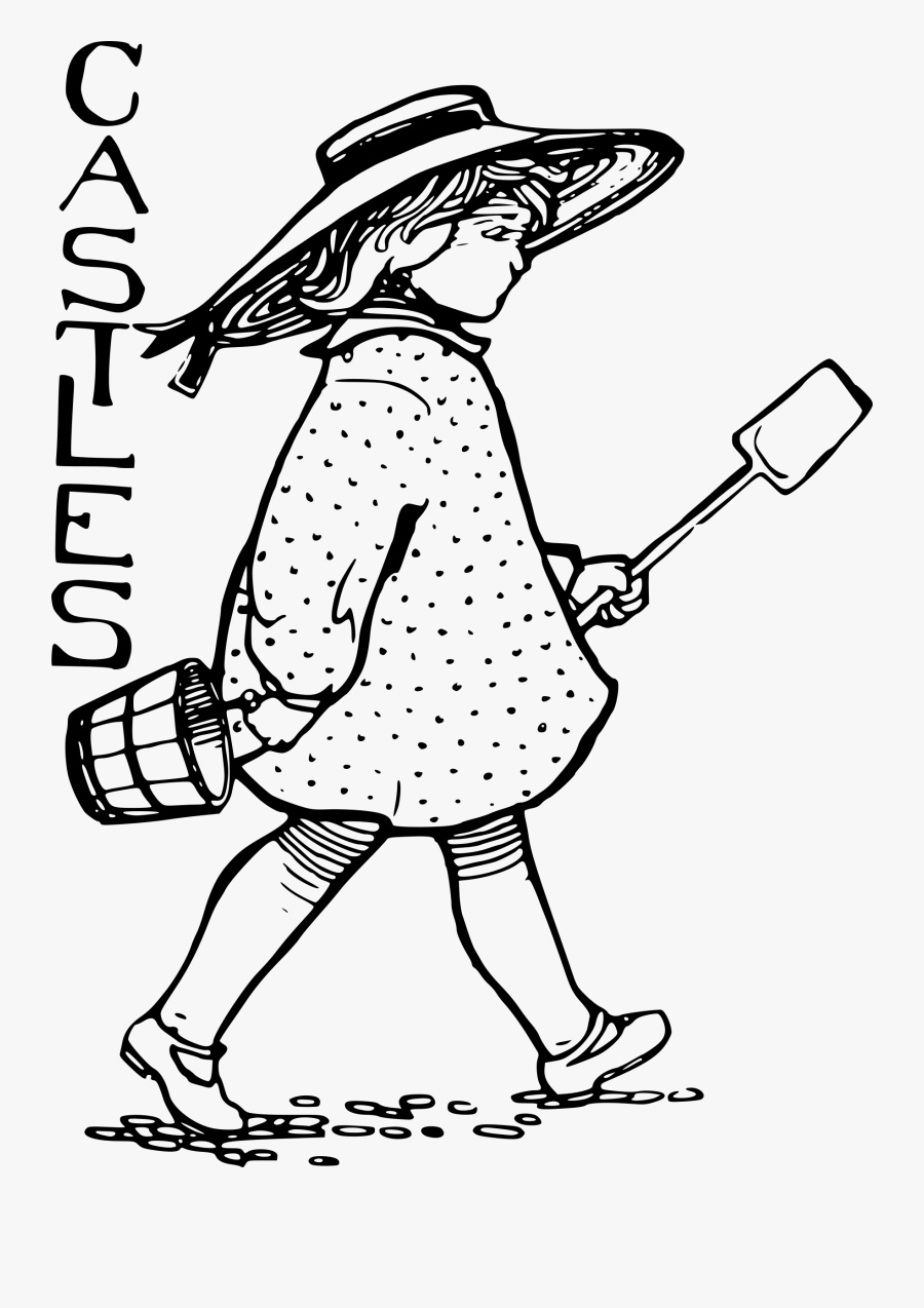 Girl Sand Castle Clip Arts - Public Domain Illustration Vintage Art