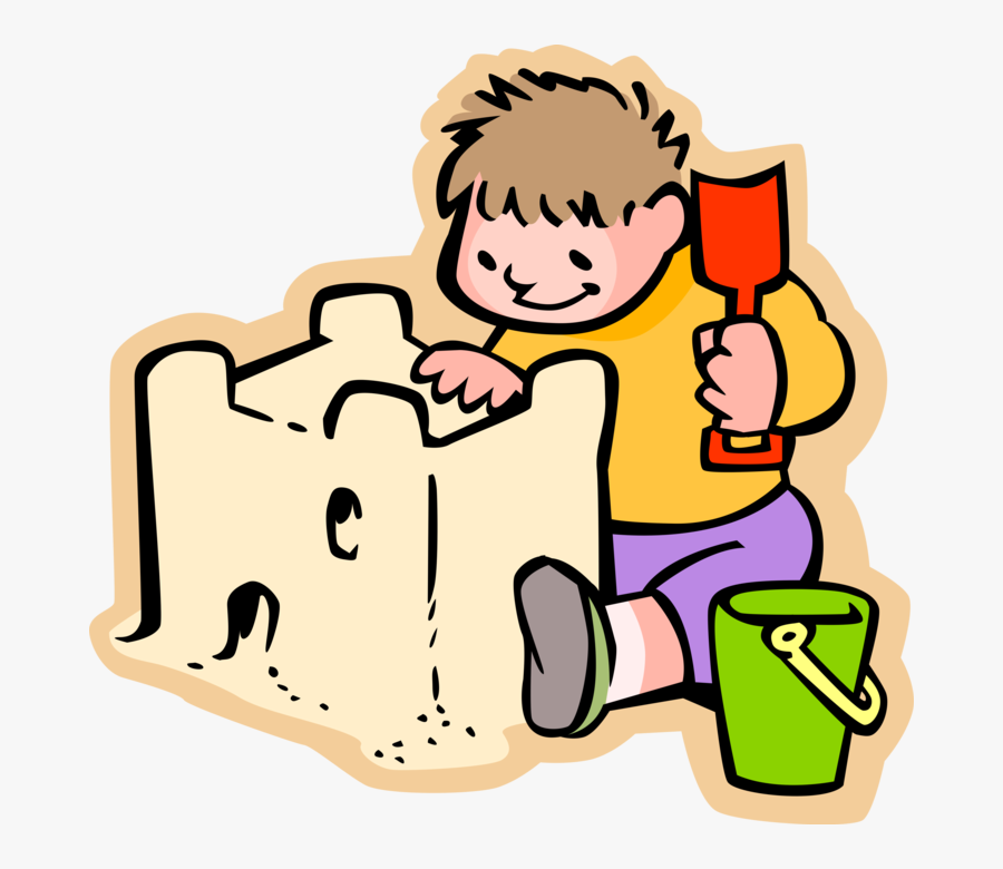 Vector Illustration Of Primary Or Elementary School - Build A Sandcastle Clipart, Transparent Clipart