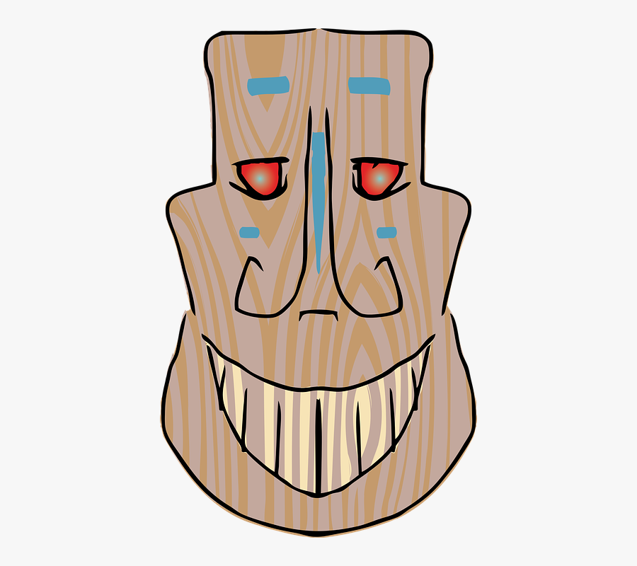 Tiki, Face, Mask, Drawing, Wood, Smile, Transparent Clipart