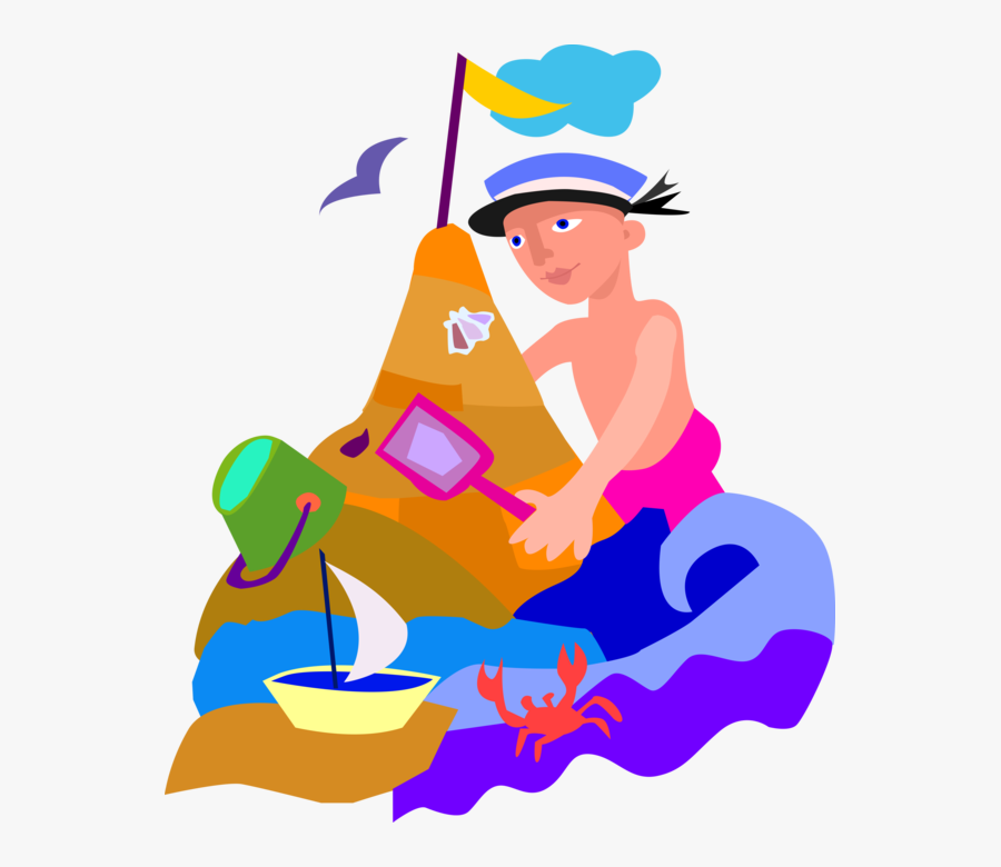 Vector Illustration Of Building Sand Castles During, Transparent Clipart