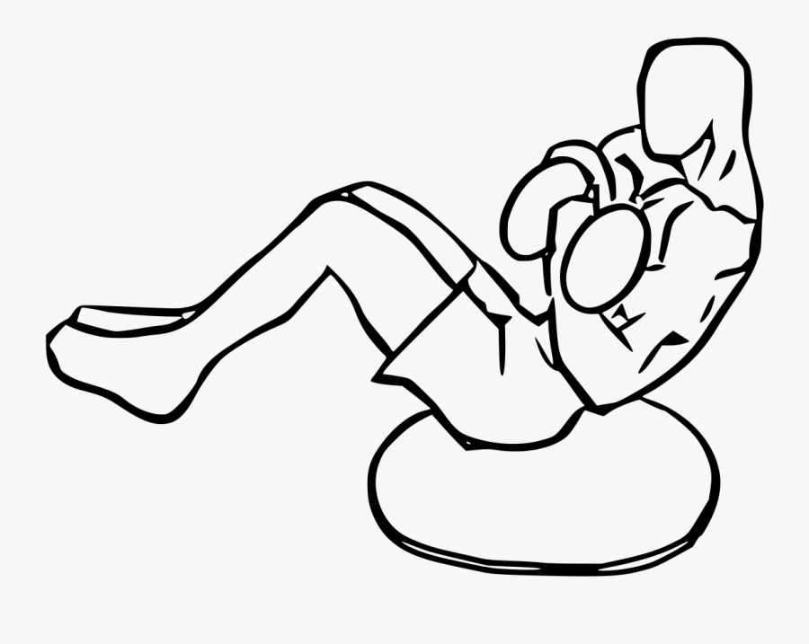 Biceps Curl V Sit On Dome With Dumbbells - Line Art, Transparent Clipart