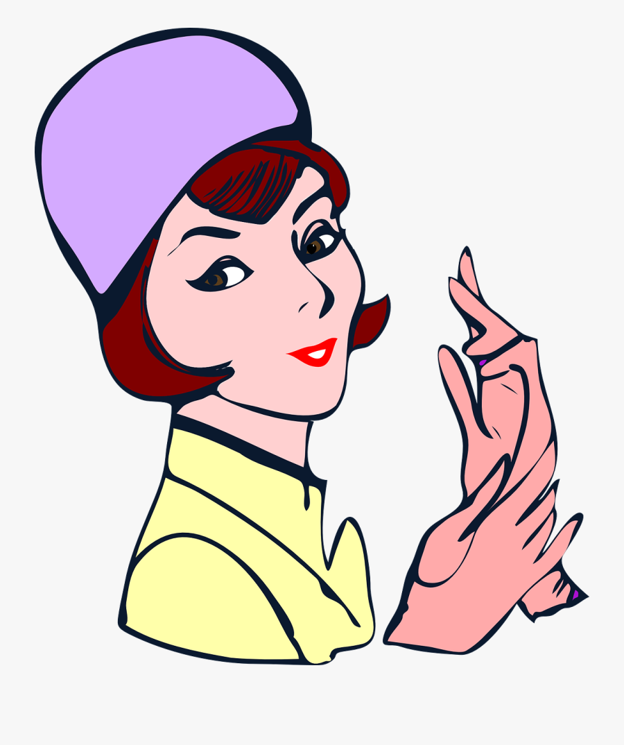 Lady, Gloves, Hat, Glamour, Model, Pretty, Smiling - Clipart Lady, Transparent Clipart