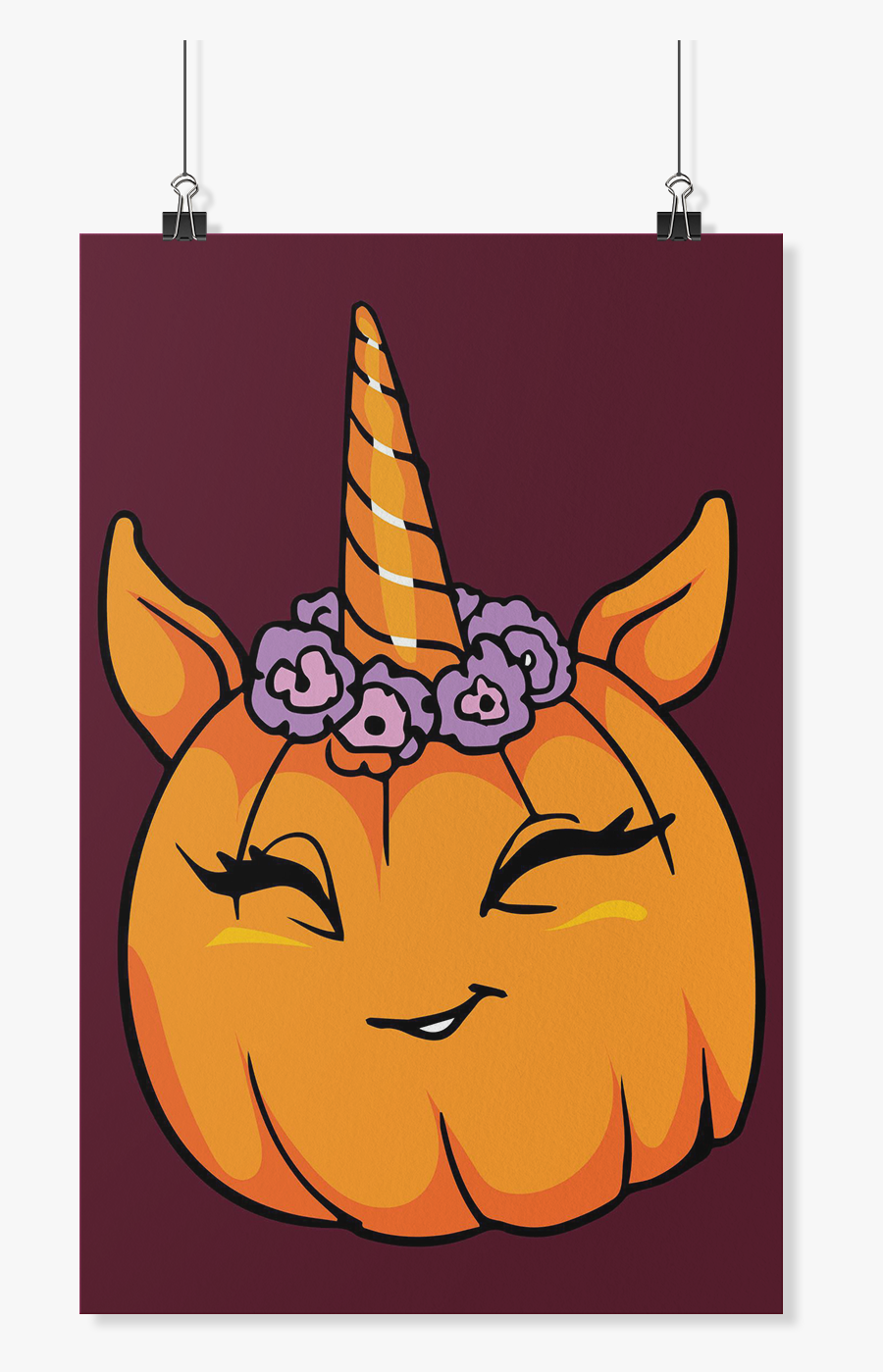 Unicorn Pumpkin Halloween Wall Poster, Gifts For Trick, Transparent Clipart