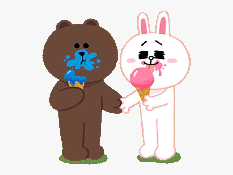 Clip Art Brown And Cony Line - Brown Line Eat Ice Cream, Transparent Clipart