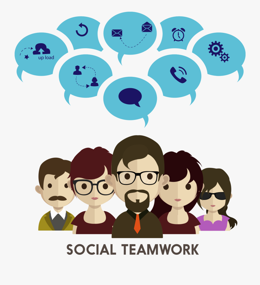 Clip Art Parisian Cartoon - Team Work Vector Free, Transparent Clipart