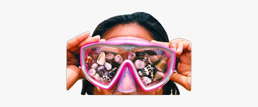 #snorkeling #snorkel #goggles #summerdesign #summer - Beach Shells On Hand, Transparent Clipart