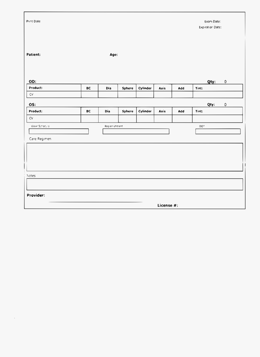 Eye Prescription Form Clip Arts - Sheet Music, Transparent Clipart