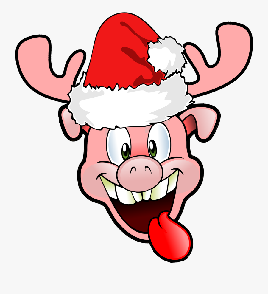 Download Christmas Reindeer Pig Vectors Free For Commercial - Funny Logo No Copyright, Transparent Clipart