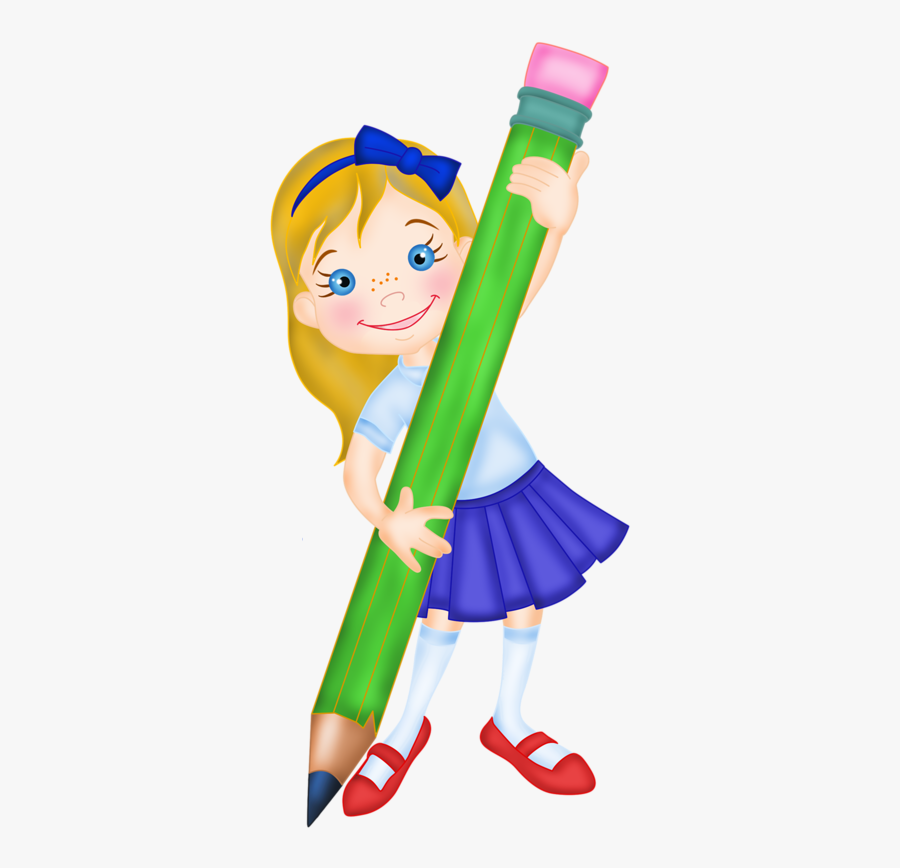 Personnages Illustration Individu Personne - Cartoon Girl Holding A Pencil, Transparent Clipart