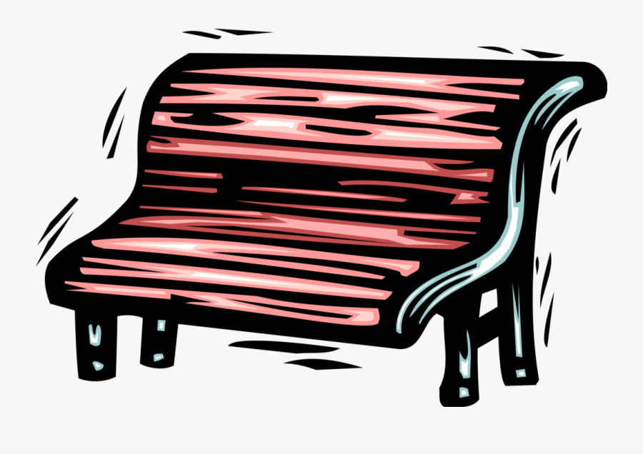 Vector Illustration Of Park Bench With Long Seat Found - Chair, Transparent Clipart