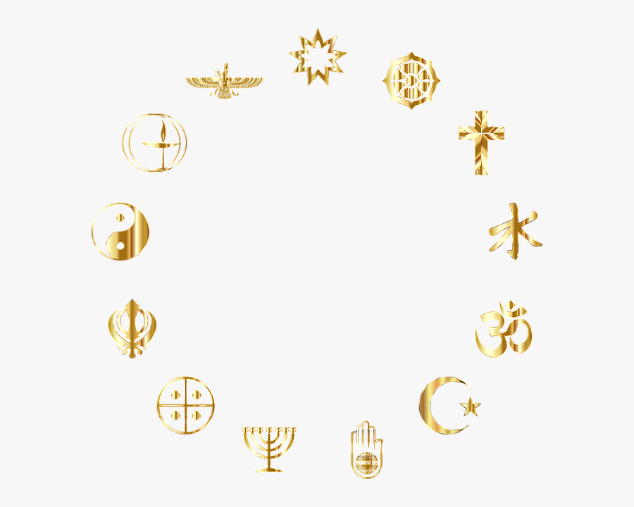 Silhouette, Black, Religion, Ethics, Morals, Symbols - Gold Religious Symbol Circle, Transparent Clipart