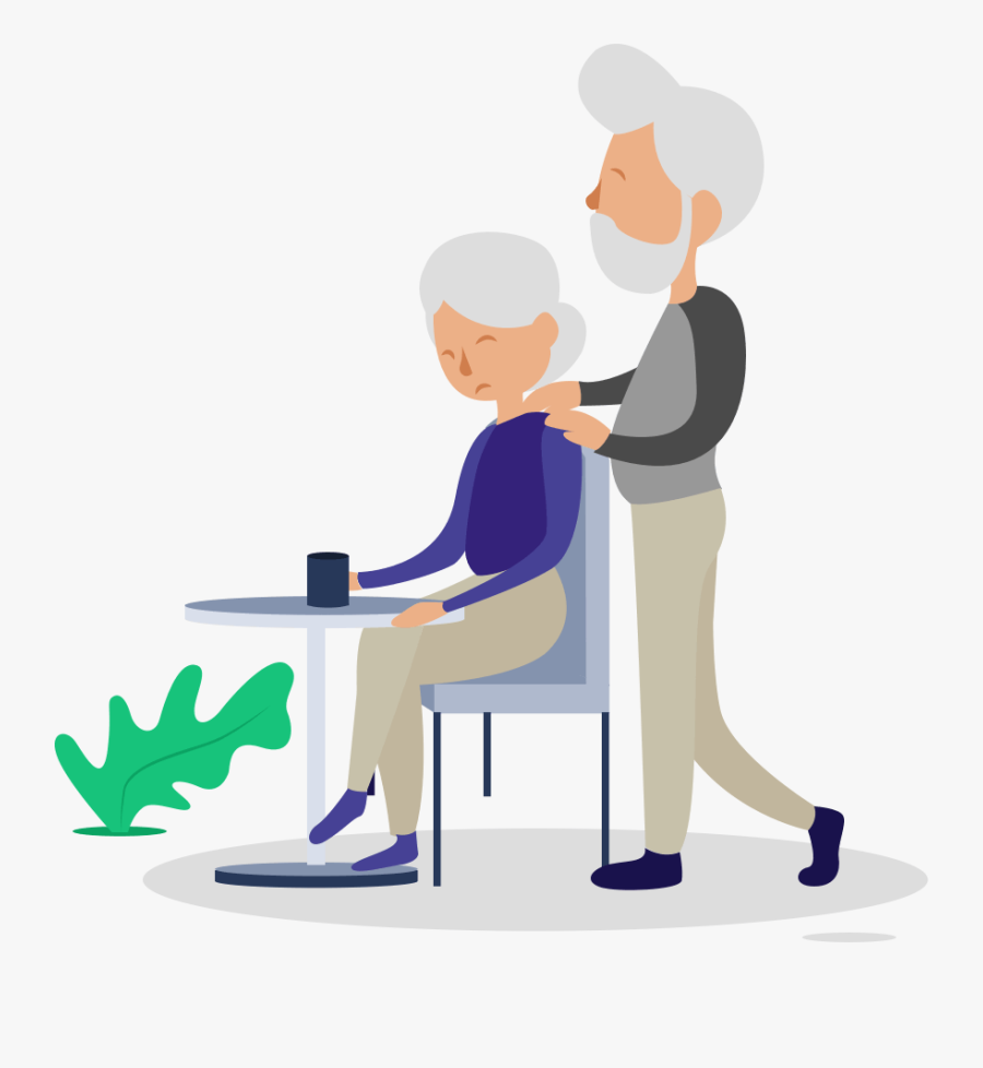 Illustration Of A Sad Old Couple - Sitting, Transparent Clipart