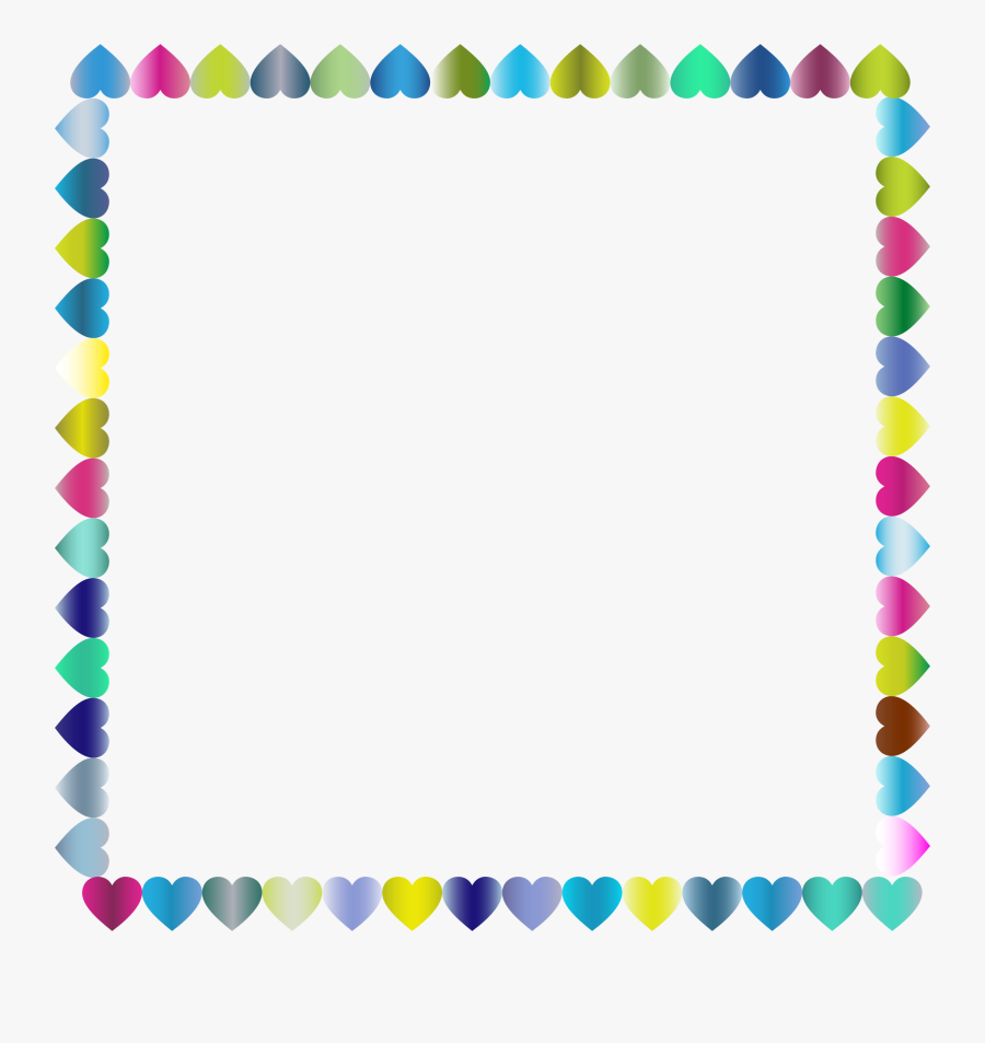 Prismatic Hearts Frame 4 Clip Arts - Downloadable Heart Borders For Microsoft Word, Transparent Clipart