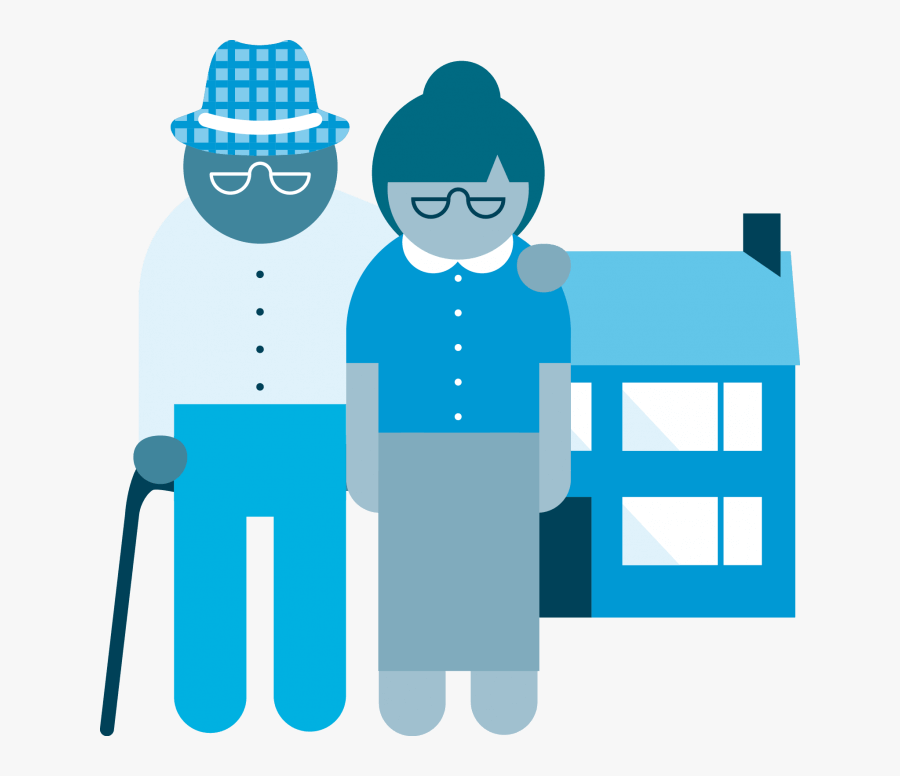 An Elderly Couple Outside Their House, Transparent Clipart