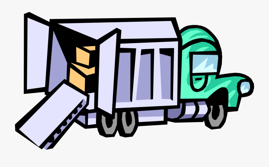 Vector Illustration Of Commercial Delivery Truck With - Lieferwagen Clipart, Transparent Clipart