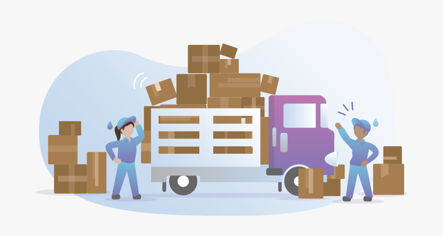 Overloaded Truck Delivery Man Package Stressed Overload - Truck Overload Png, Transparent Clipart