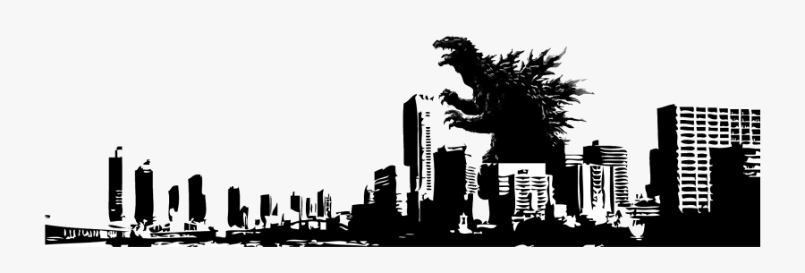 Godzilla Silhouette City, Transparent Clipart