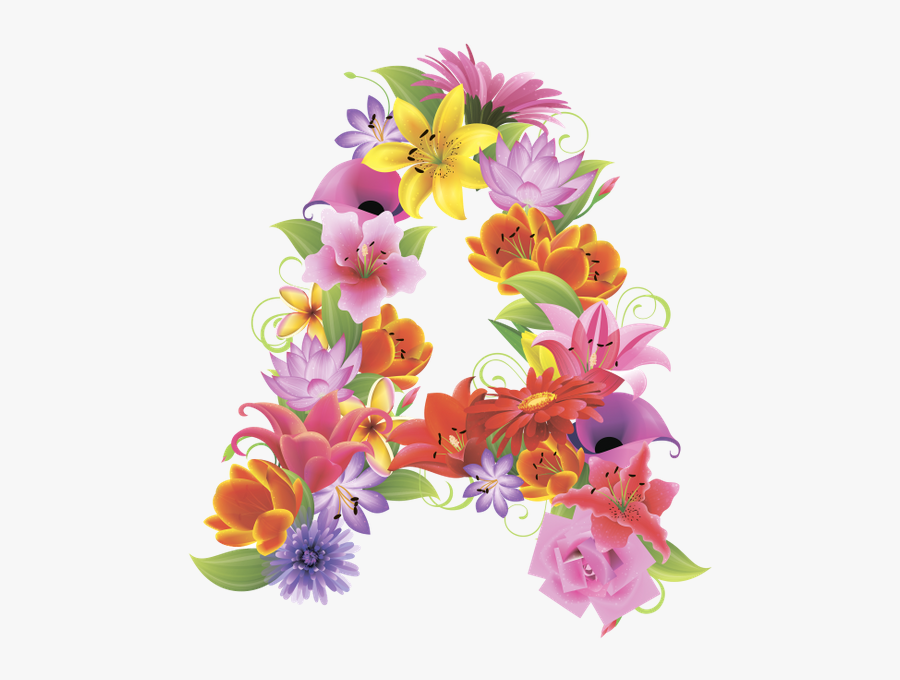 Transparent Floral Numbers Clipart - Letter A Flower Design, Transparent Clipart