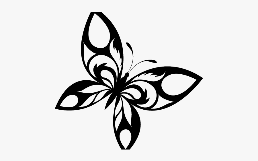 Cross Tattoos Clipart Transparent Background - Butterfly Design Black And White, Transparent Clipart