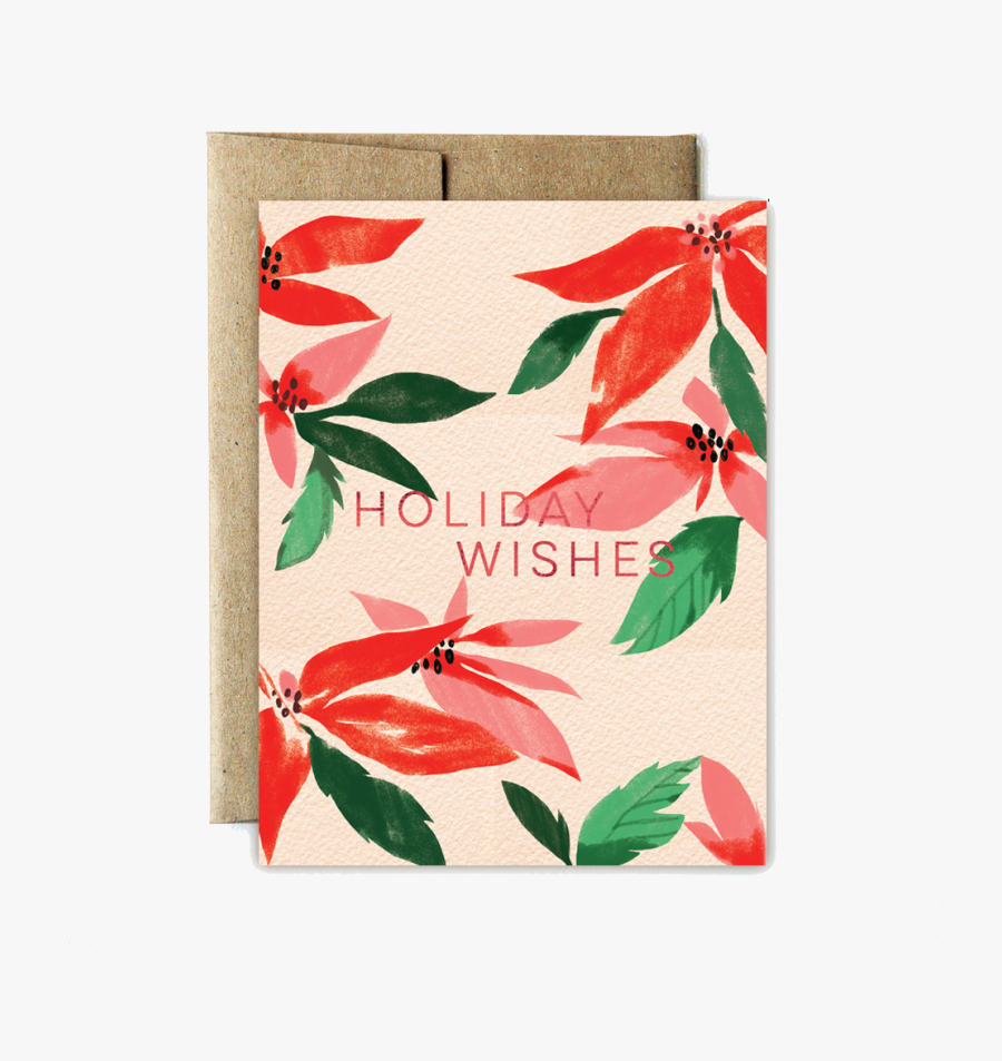 Foil Poinsettia Holiday Wishes Set - Anthurium, Transparent Clipart