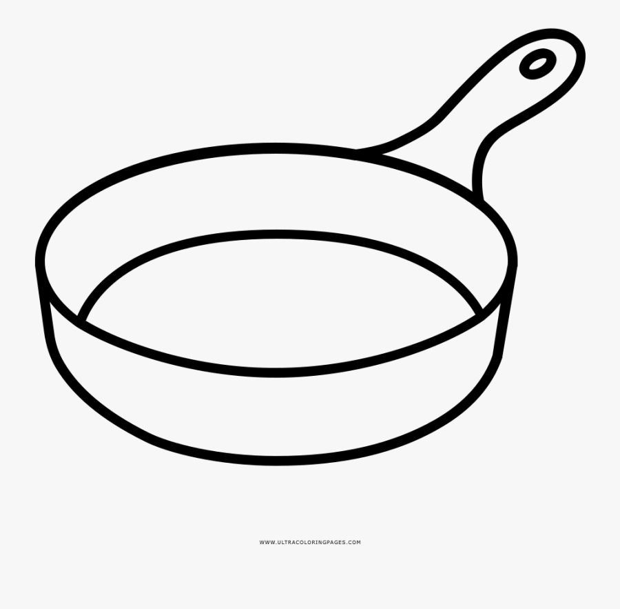 Frying Pan Coloring Page - Line Drawing Frying Pan, Transparent Clipart