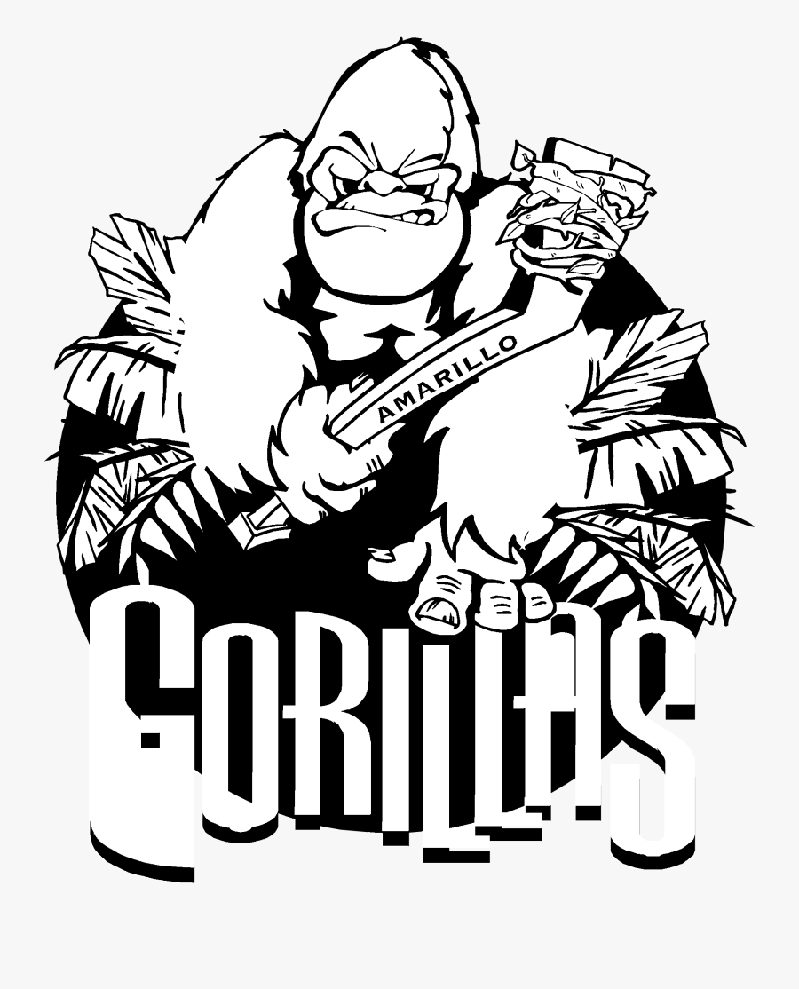 Amarillo Gorillas Logo Black And White - Amarillo Gorillas, Transparent Clipart