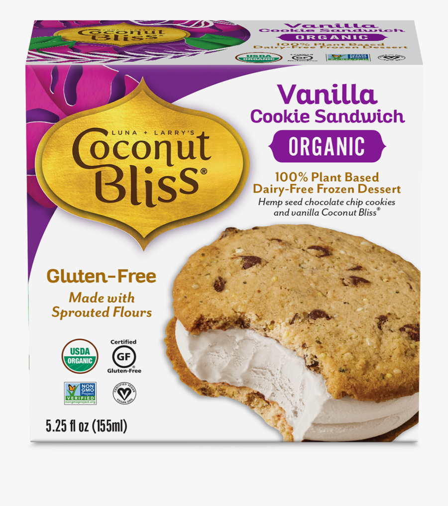 Coconut Bliss Vegan Ice Cream - Coconut Bliss Ice Cream Sandwich, Transparent Clipart