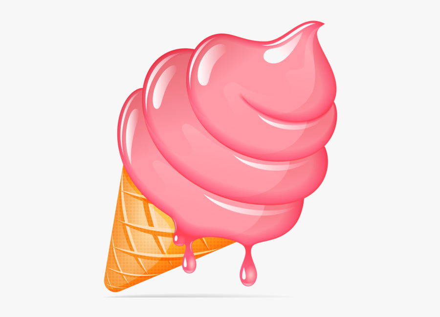 Pink Cone Ice Cream Vector, Transparent Clipart
