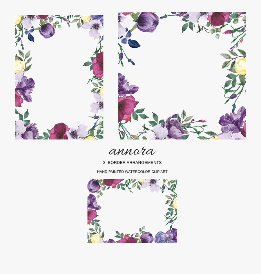 Violet Floral Border Png Download Image - Plum Purple Flowers Border, Transparent Clipart