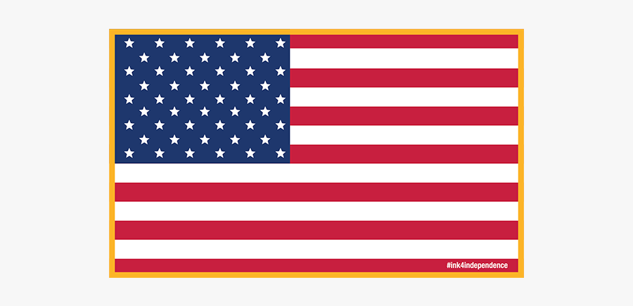 3 Inch X 5 Inch American Flag Sticker With Gold Border - American Flag, Transparent Clipart