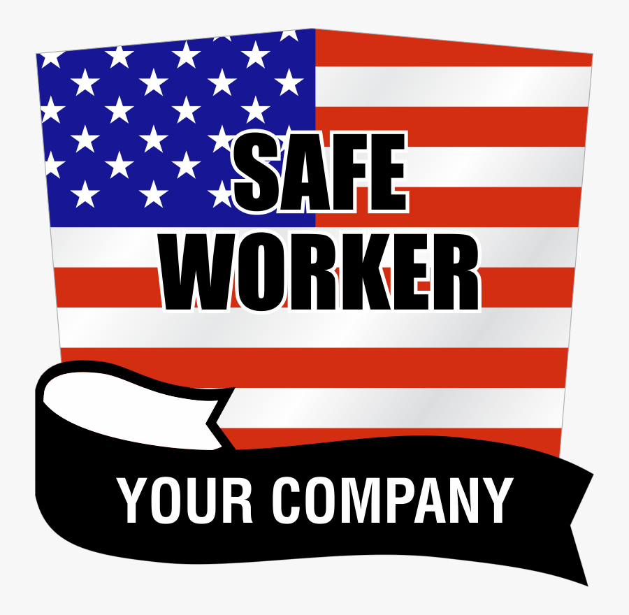 Safe Worker Add Your Company Name Custom Hard Hat Decal - Flag Of The United States, Transparent Clipart