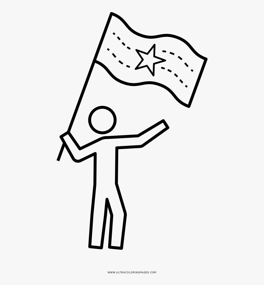 Waving Flag Coloring Page - Cartoon, Transparent Clipart