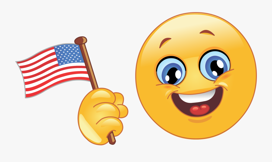 Waving American Flag Emoji 37 Decal - Sad Emoticon, Transparent Clipart