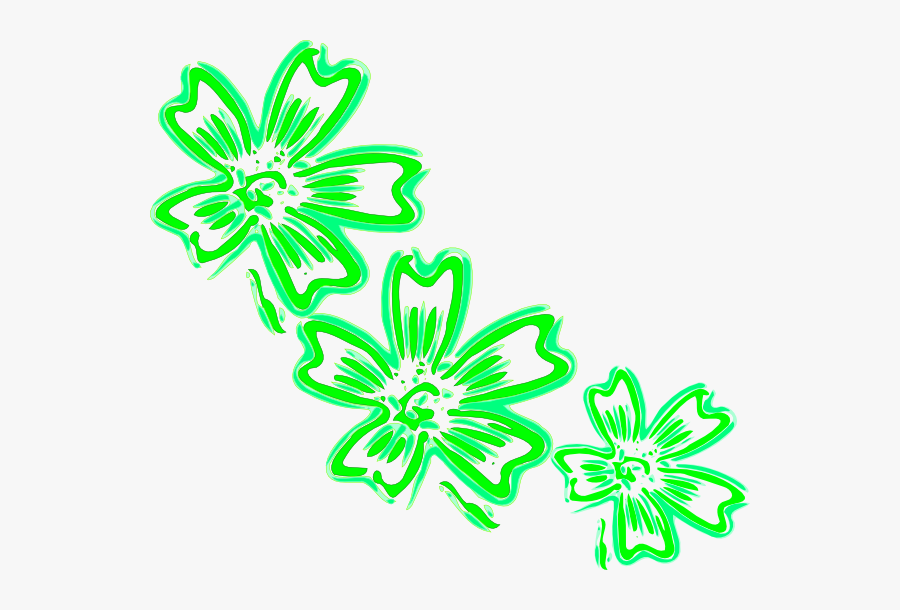 Three Flowers Green Svg Clip Arts - Flower Navy Blue Png, Transparent Clipart