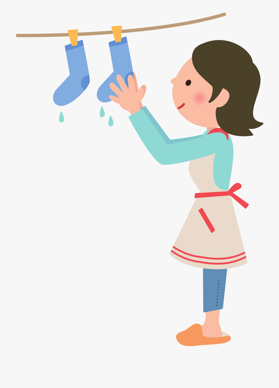 Woman Hanging Out Laundry - Hang Up The Washing Clipart, Transparent Clipart
