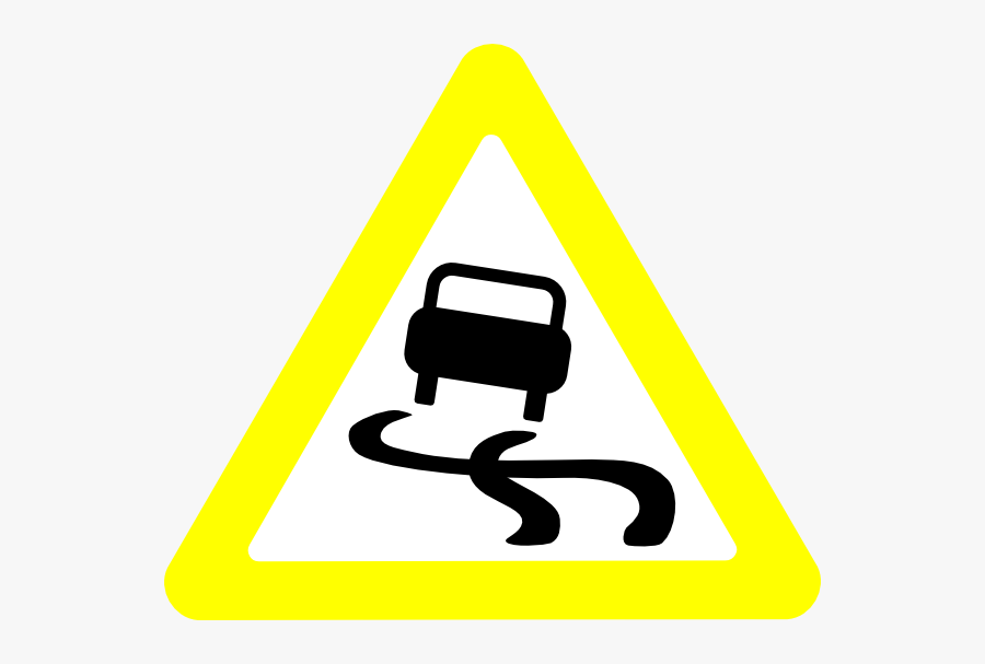 Slippery Road Sign, Transparent Clipart