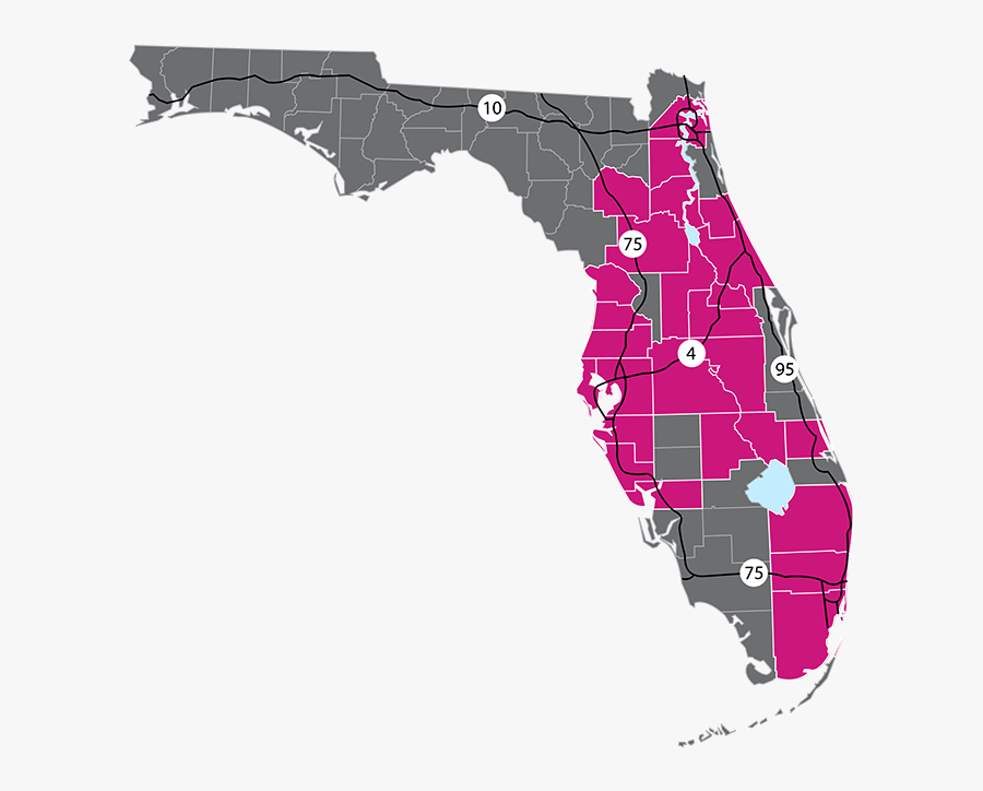 Florida Map Red, Transparent Clipart
