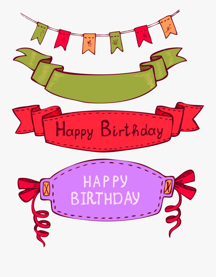 Bunting Vector Red - Digital Background Banner Happy Birthday, Transparent Clipart