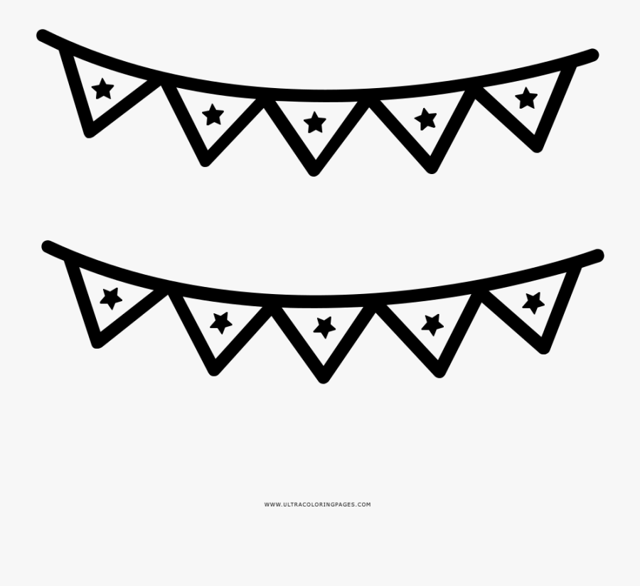 Bunting Coloring Page - Line Art, Transparent Clipart