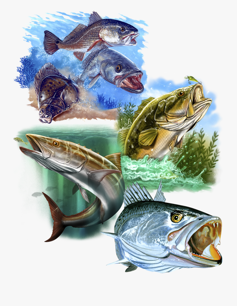 Great Dane Graphics Fishing Collage - Marlin, Transparent Clipart