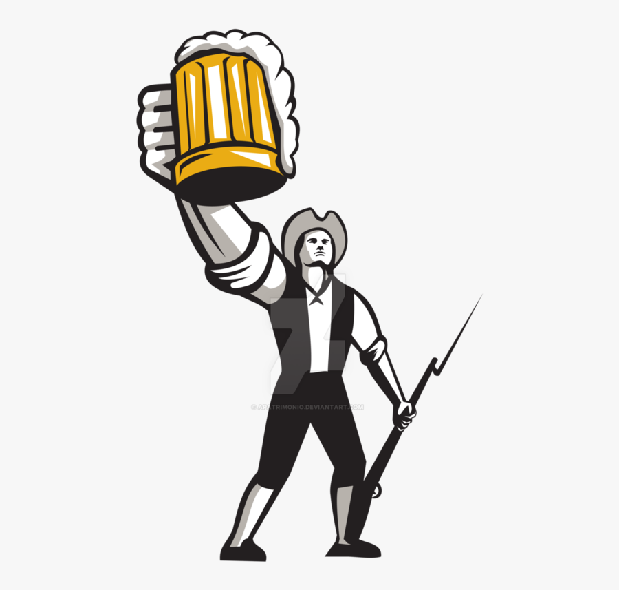 American Patriot Craft Beer Musket Bayonet By - Toast Man Holding Beer Mug Vector, Transparent Clipart