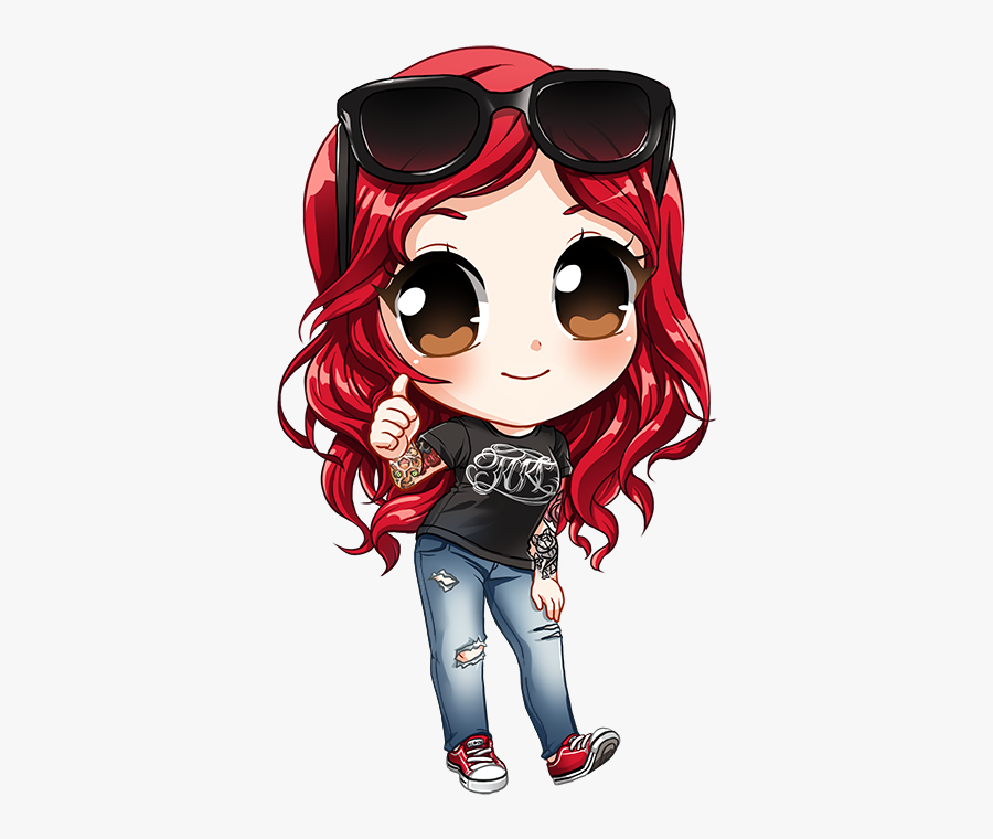 Character,fashion Hair,art,style,clip Art,black Hair - Anime Red Haired Girl, Transparent Clipart