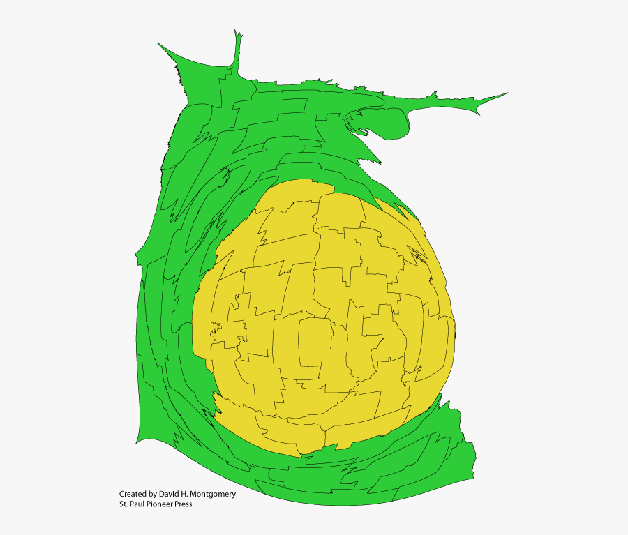 Minnesota Pop Cartogram - Minnesota Distortion Map Population, Transparent Clipart