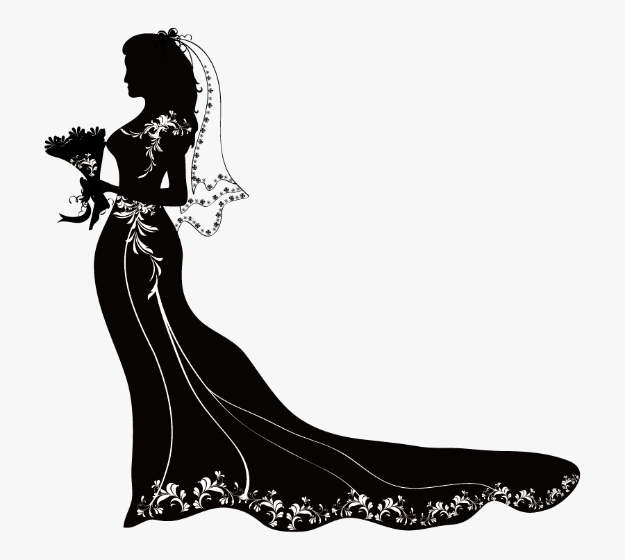 Silhouette Engagement Clip Art - Bride Silhouette Png, Transparent Clipart