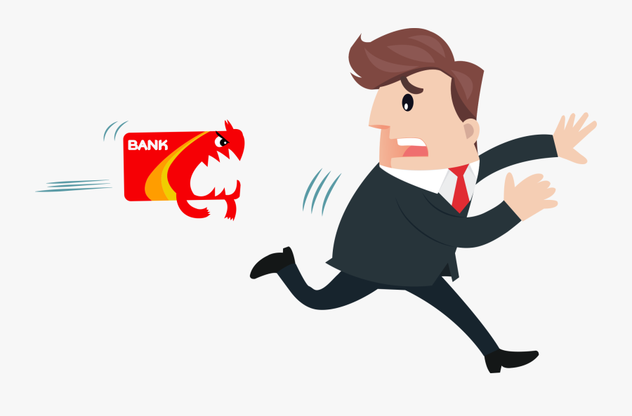 Man Running From Credit Card, Transparent Clipart