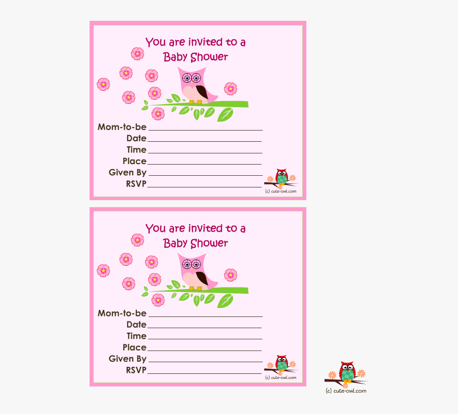 11 Free Printable Owl Baby Shower Invitations - Flower Vector, Transparent Clipart