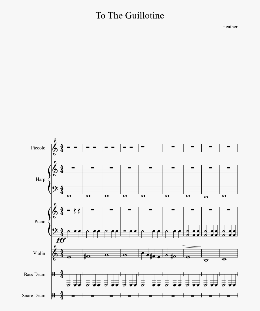 To The Guillotine Sheet Music Composed By Heather - Sheet Music, Transparent Clipart